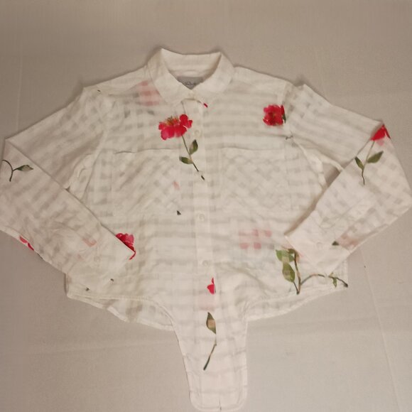 Rails Women’s Kelsey Floral Powder Check Blouse with Front Tie Size S Small - Picture 5 of 16